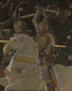 Detail Niccolò Mauruzi da Tolentino at the Battle of San Romano, probably about 1438-40. National Gallery, London, Great Britain - NG02734