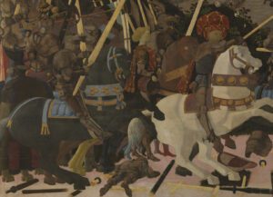 Detail Niccolò Mauruzi da Tolentino at the Battle of San Romano, probably about 1438-40. National Gallery, London, Great Britain - NG02738