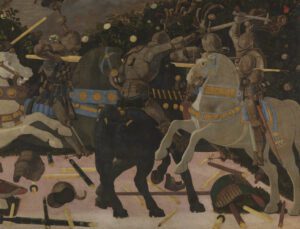 Detail Niccolò Mauruzi da Tolentino at the Battle of San Romano, probably about 1438-40. National Gallery, London, Great Britain - NG02739