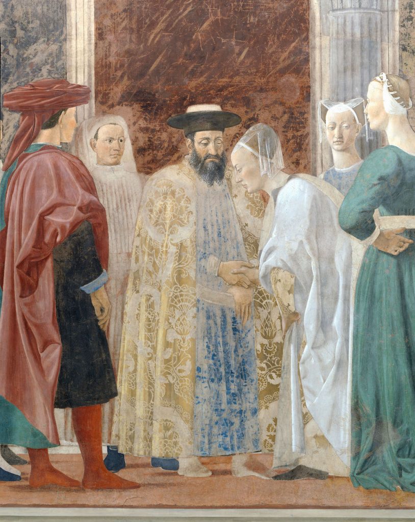 0123438 - Piero della Francesca, Storie della croce: incontro tra Salomone e la Regina di Saba.  S. Francesco, Arezzo, Italia 