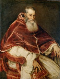Ritratto di Papa Paolo III (Alessandro Farnese, Canino, 1468-Rome, 1549). 1543 - Museo di Capodimonte, Napoli, Italia