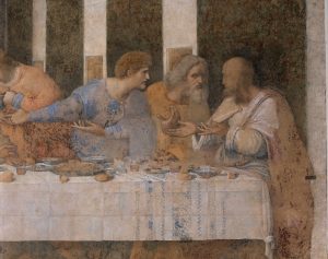 Ultima Cena. Dettagli (tre apostoli) 1494-1498 - Leonardo da Vinci (1452-1519) - Chiesa di Santa Maria delle Grazie, Milano, Italia - 0122964