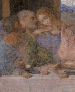 Ultima Cena. Dettagli (tre apostoli sulla sinistra) 1494-1498 - Leonardo da Vinci (1452-1519) - Chiesa di Santa Maria delle Grazie, Milano, Italia - 0156821