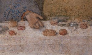 Ultima Cena. Dettagli (tre apostoli sulla sinistra) 1494-1498 - Leonardo da Vinci (1452-1519) - Chiesa di Santa Maria delle Grazie, Milano, Italia - 0156822