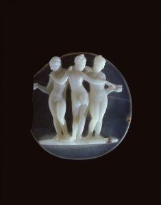 Cameo with the Three Graces. Roman art. National Archaeological Museum, Naples, Italy - AF00147
