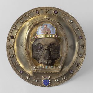 Neck pendentive-reliquary [relic of Saint John the Baptist's skull], 19th centuyr, Rock crystal,gilt silver,gold and precious stones, diam. 33 cm. Unknown. Cathedral, Amiens, France - CM00002