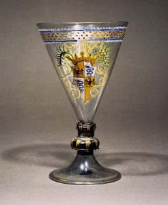 Crystal glass goblet with the Sforza family coat of arms, Murano, Venice. Italy, 15th century. Castello Sforzesco Civiche Raccolte d'Arte Applicata ed Incisioni, Milan, Italy - DA70975