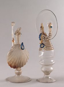 Crystal glass Murano oil lamp (lucerne), first half of 17th century. Italy, 17th century. Museo del Vetro (Glass Museum), Murano (Island of), Italy - DA71130
