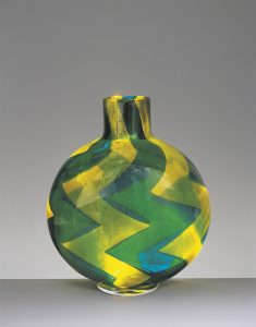 Glassware - Italy - 20th century. Vase. Marquetry series. Turquoise and yellow. Barovier & Toso, 1961. Private Collection - DE19309