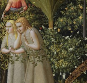 The Annunciation, c. 1426 (after 2018-2019 restoration) - detail (Adam and Eve) - Angelico, Fra (1387-1455)