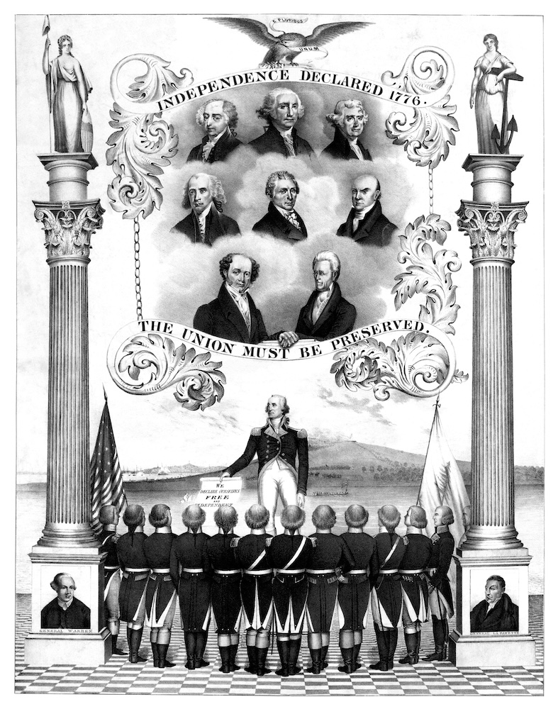 SK03047 – Stampa vintage dei primi otto Presidenti degli Stati Uniti d’America. Collezione privata 