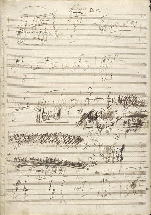 A493362 - MA 16: Sonata n° 10 in sol maggiore, op. 96 per violino e piano, manoscritto autografo di Ludwig van Beethoven (1770-1827), 1815, p. 36. Questo manoscritto risale probabilmente all'inizio del 1815 e riporta una versione rivista della sonata originale del 1812. The Morgan Library & Museum, New York 
