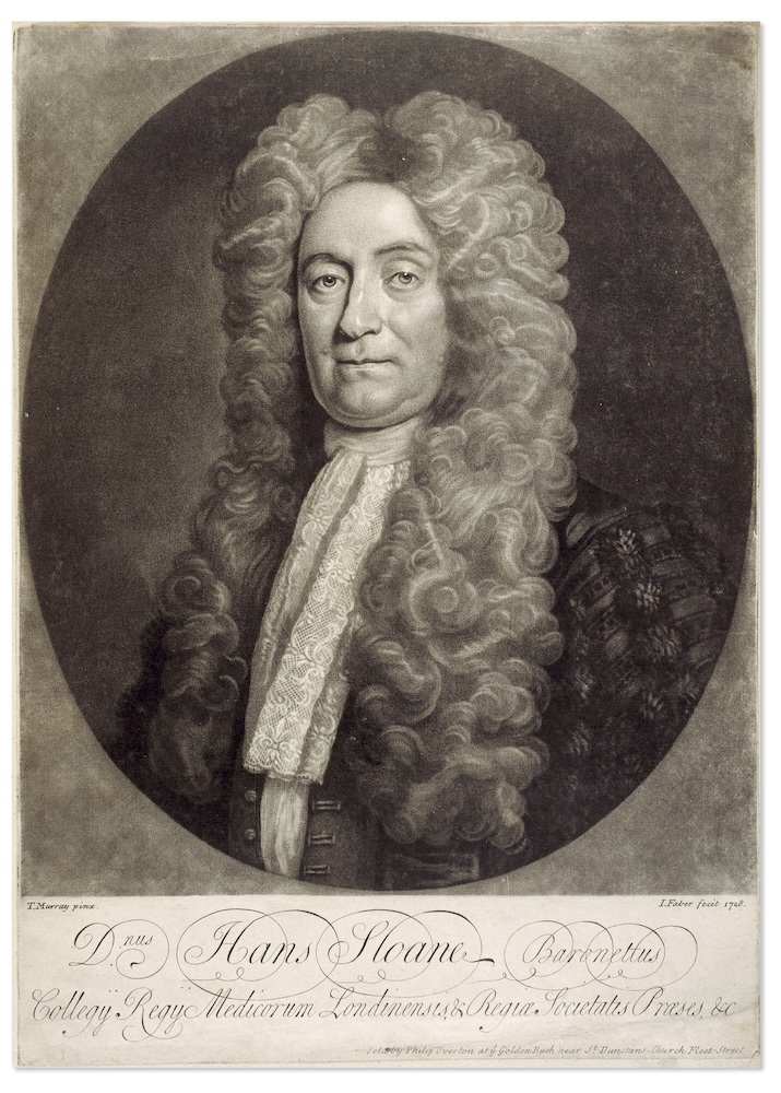 Ritratto inciso di Sir Hans Sloane, fondatore della collezione del British Museum