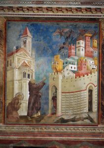 Giotto (Giotto di Bondone 1266–1336), Stories of St. Francis: The Expulsion of the Devils from Arezzo, Basilica of St. Francis, Assisi, Italy - 0088989