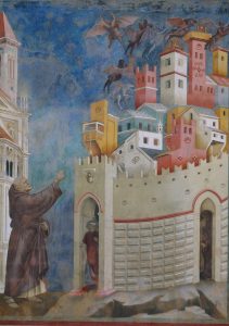 Giotto (Giotto di Bondone 1266–1336), Stories of St. Francis: The Expulsion of the Devils from Arezzo, detail, Basilica of St. Francis, Assisi, Italy - 0088992