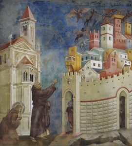 Giotto (Giotto di Bondone 1266–1336), Stories of St. Francis: The Expulsion of the Devils from Arezzo, detail, Basilica of St. Francis, Assisi, Italy - 0088992